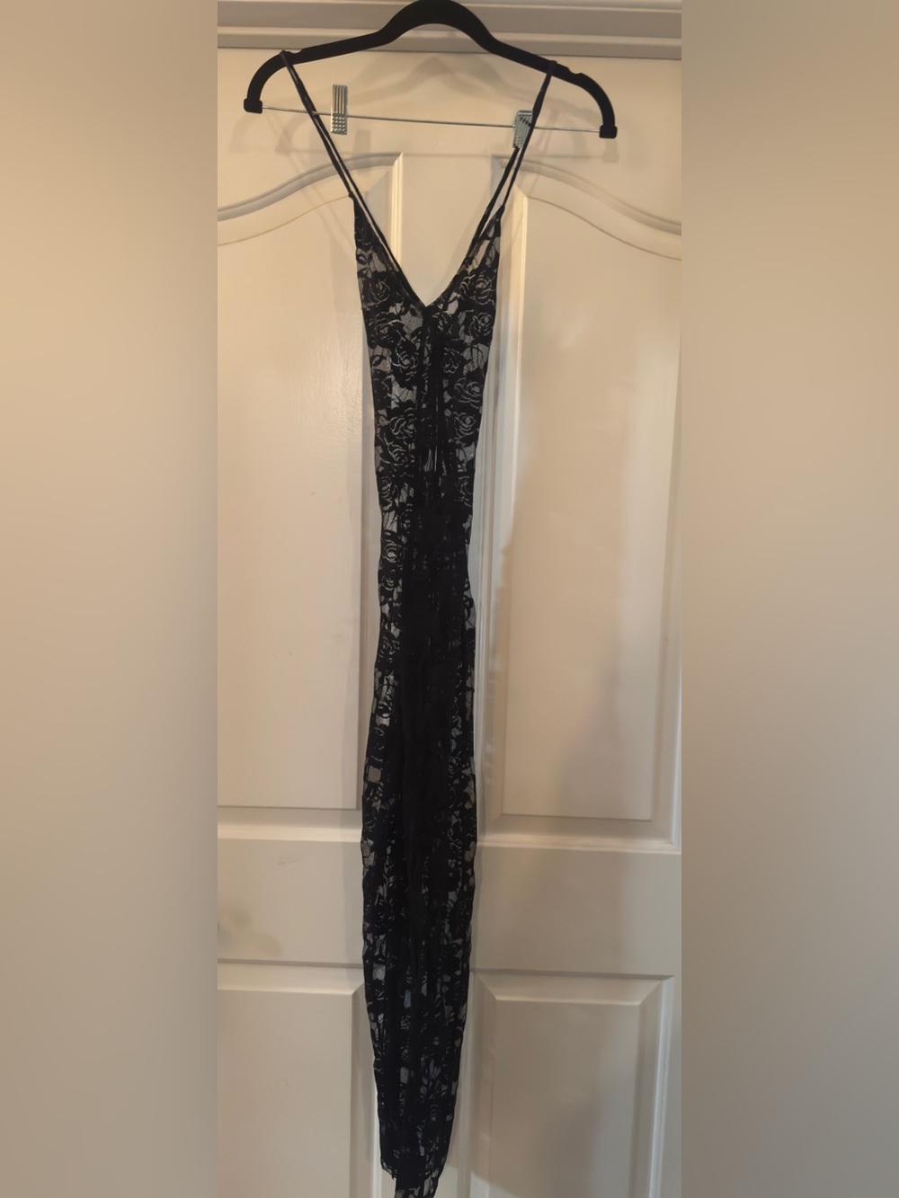 Norma Kamali Black Lace low back catsuit slip